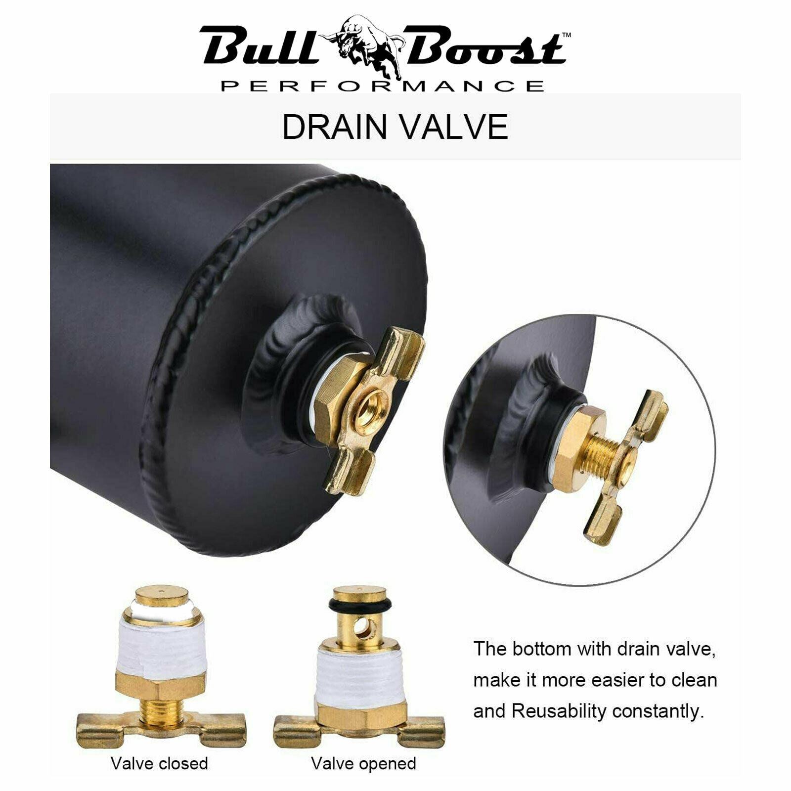 Pro Series Universal Oil Catch Can  2 Port -10AN Breather 750mL Baffle Tank - Bull Boost Performance