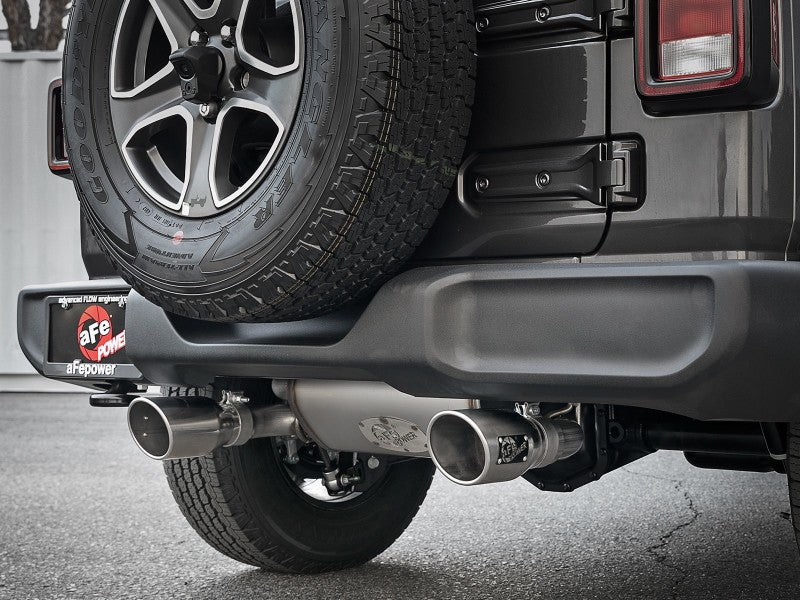 aFe Rebel Series 409 Stainless Steel Cat-Back Exhaust 18-21 Jeep Wrangler JL 2.0L (t) - Polished Tip