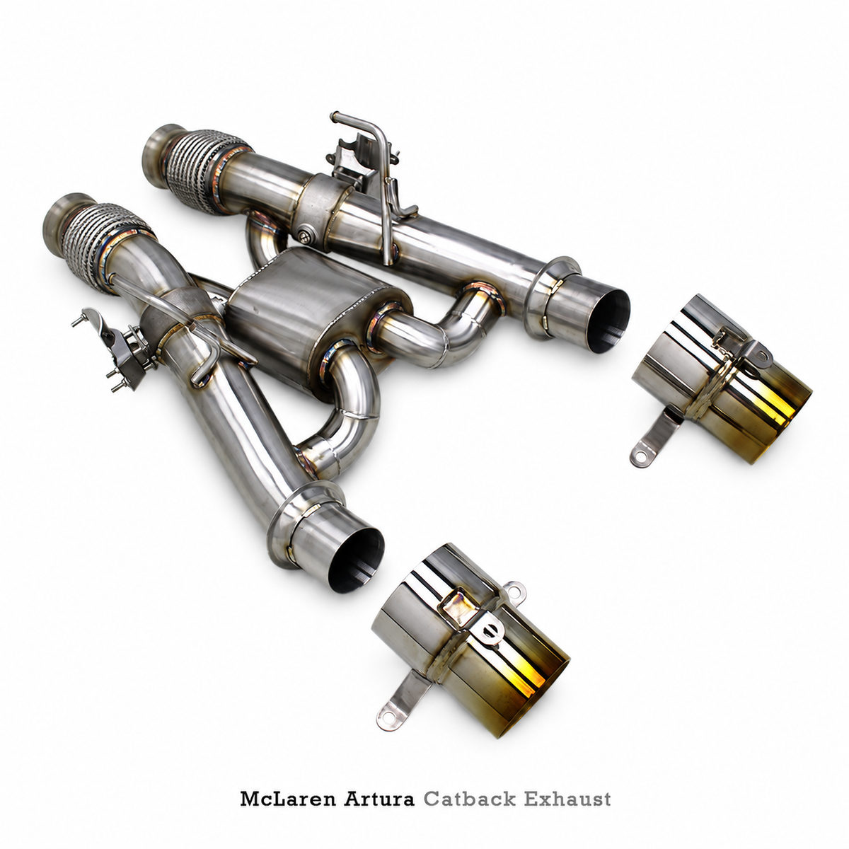 SS304 Valved Catback Exhaust System Titanium Exhaust Tips for McLaren Artura by Stratec Systems