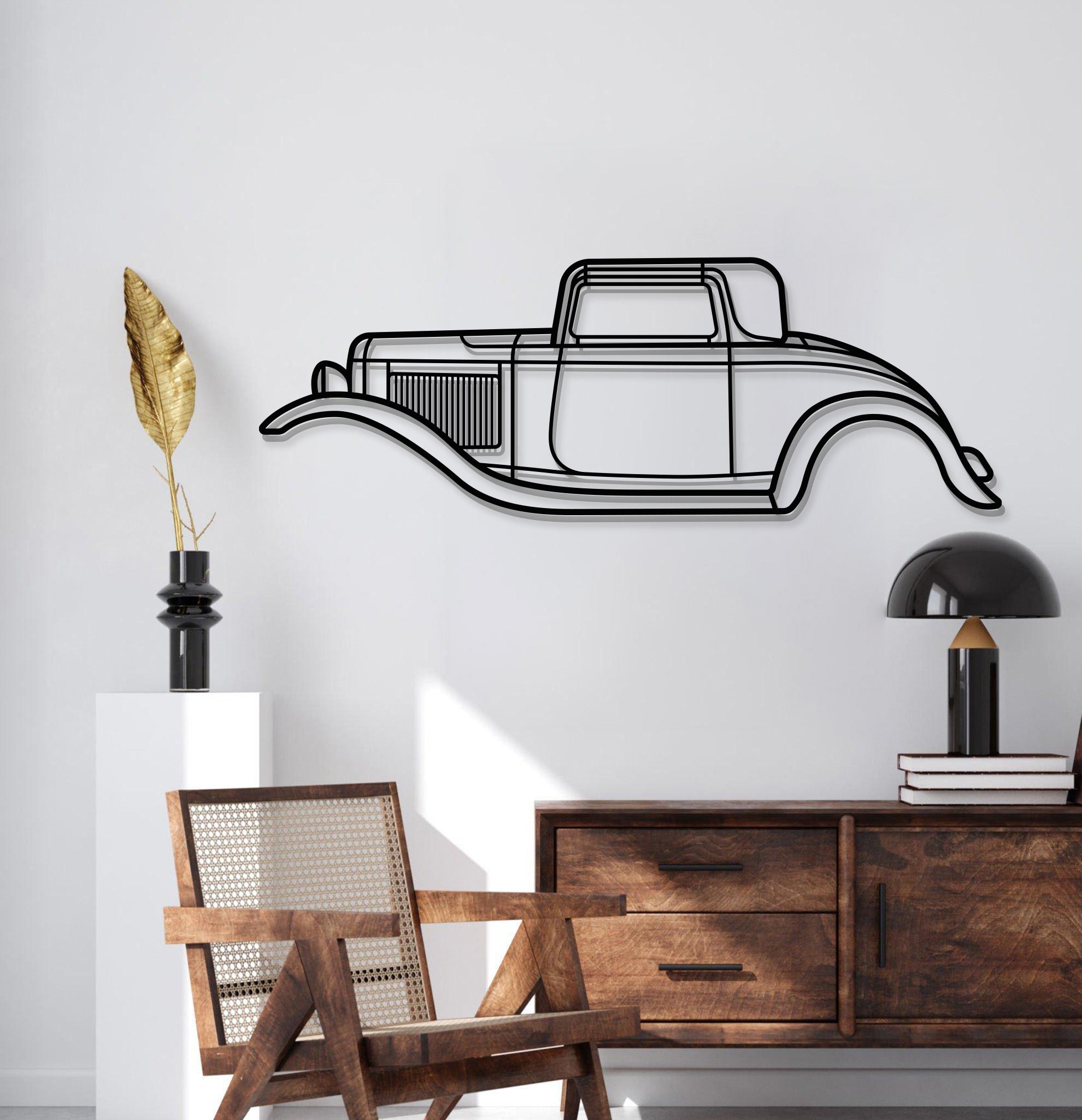 1932 De Luxe Five-Window Coup Metal Car Wall Art - MT0005