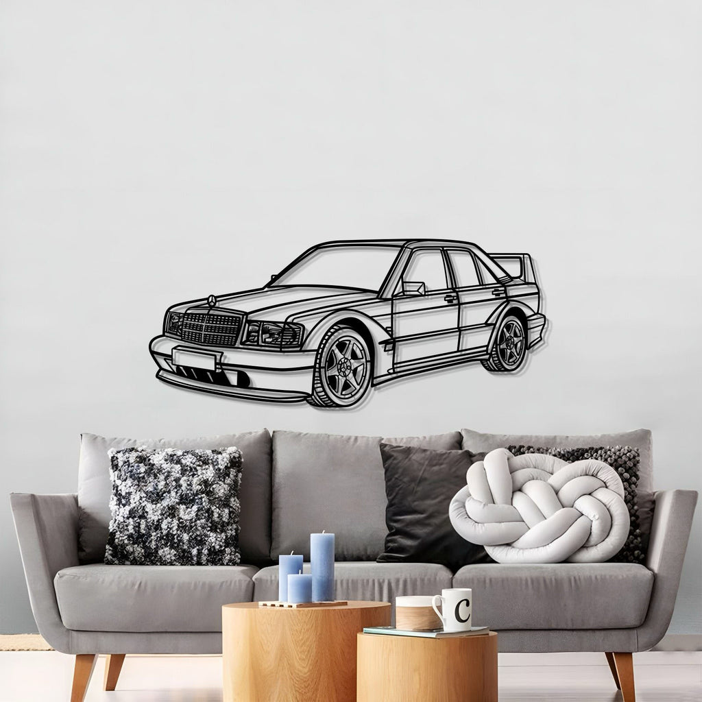 1990 190E 2.5-16 EVO II Perspective Metal Car Wall Art - MT0453