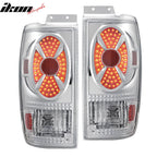 1997-2002 Expedition Chrome Clear Lens LED Tail Lights Rear Brake Lamp