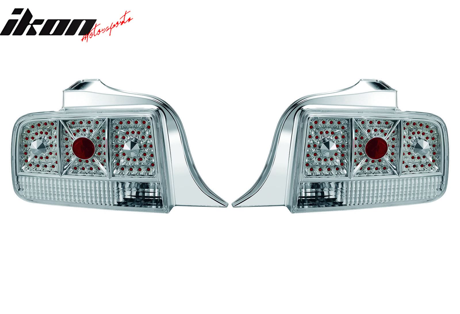 2005-2009 Ford Mustang Chrome Clear Lens LED Tail Lights Brake Lamp