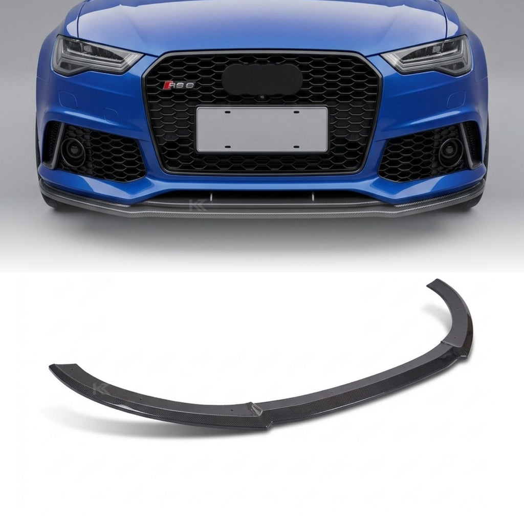 Audi RS6 C7 Carbon Fiber Front Center Lip – Gloss Black Splitter (2013–2016)