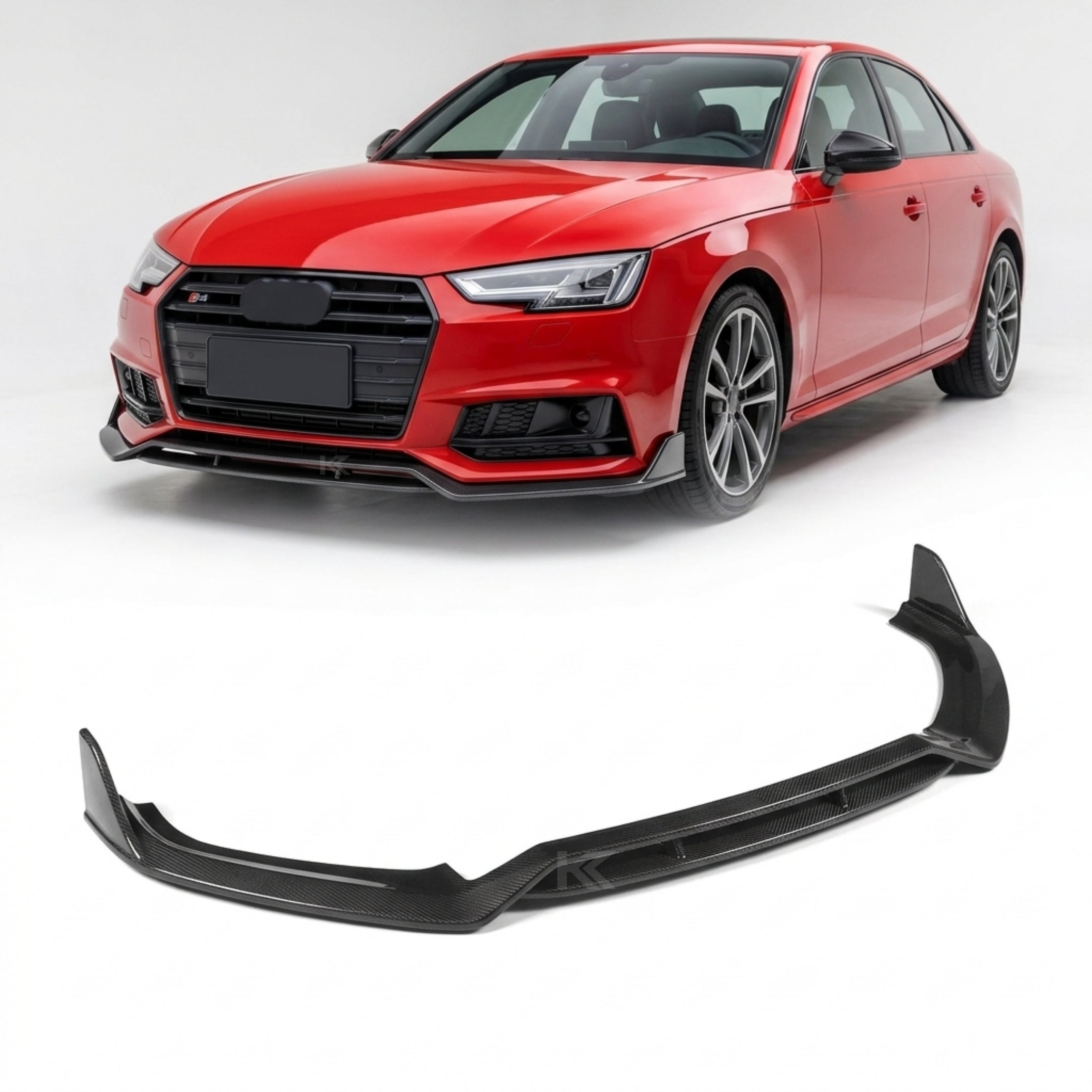 Audi A4 B9 S-Line / S4 Sedan Carbon Fiber J-Style Front Valance Lip 2017 - 2019