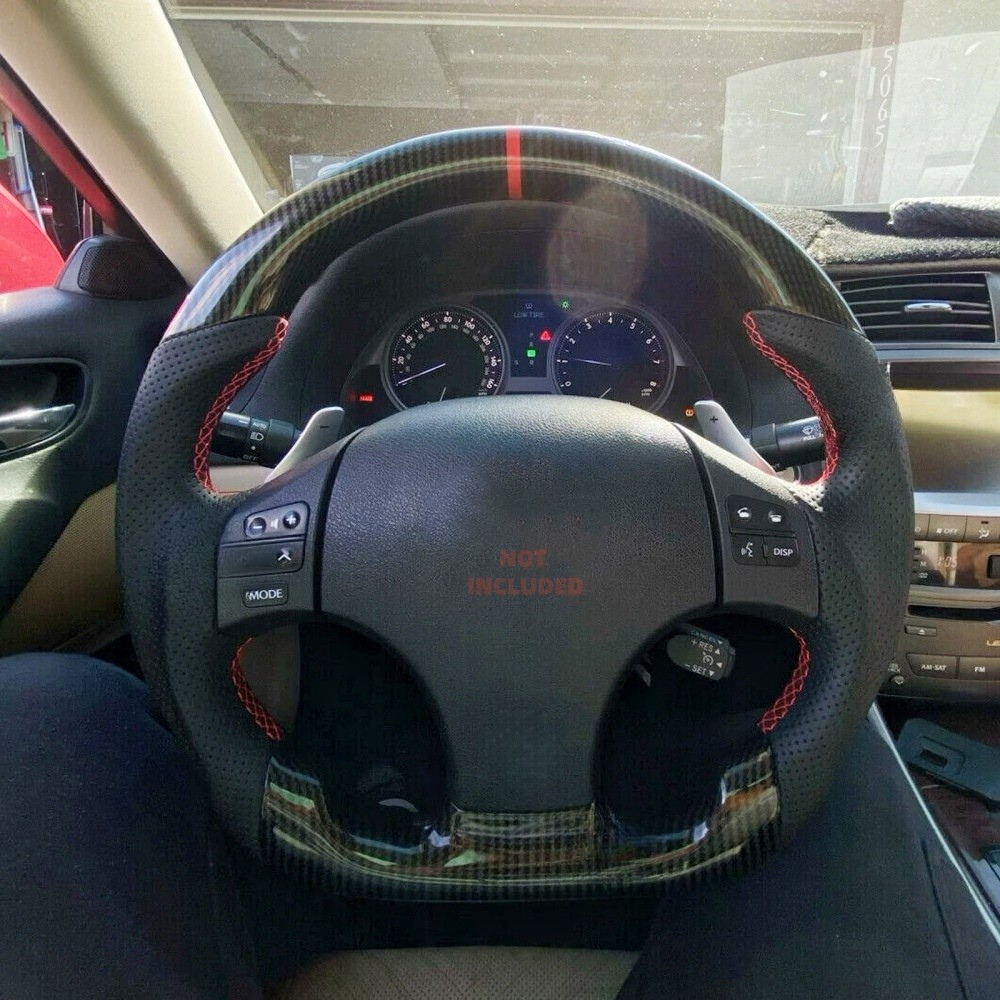 Real Carbon Fiber Steering Wheel for Lexus IS250 IS300 IS350 IS-F 2006–2012 with Red/Blue Center Line