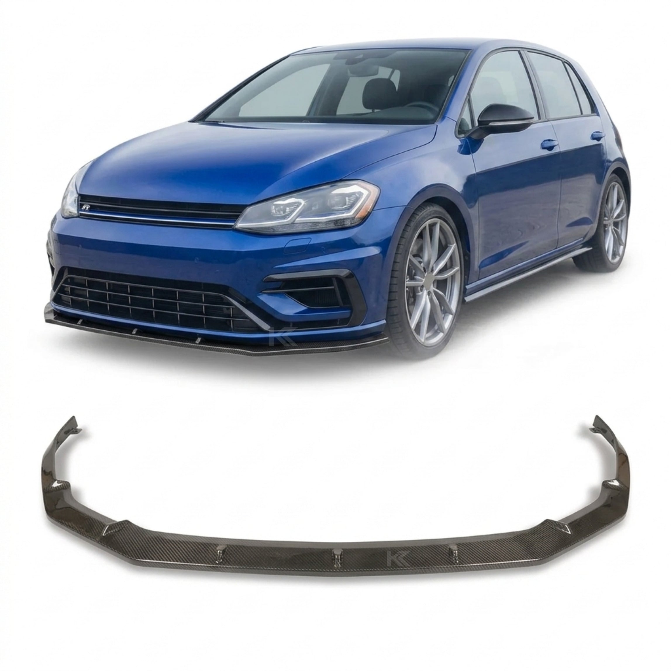 VW Golf MK7.5 R / R-Line Carbon Fiber Front Lip – A-Style Splitter (2018–2019)