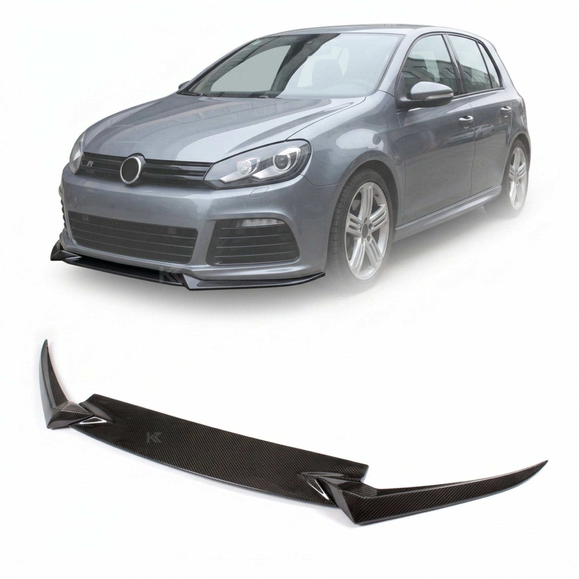 VW Golf MK6 R (R20) Carbon Fiber Front Lip – 3PC Splitter Kit (2012–2016)