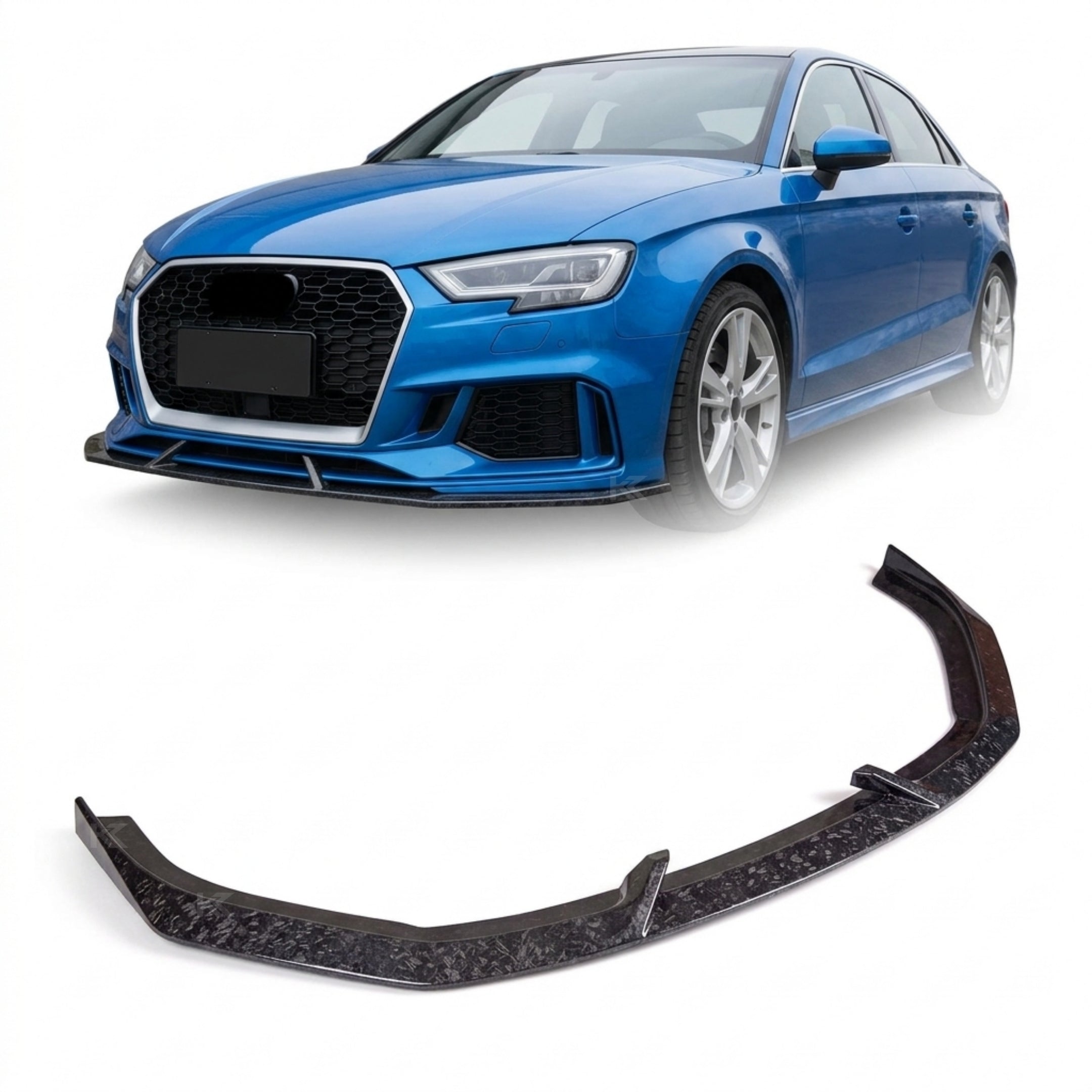 Audi RS3 8V Sedan (2017-2019) Forged Carbon Fiber Front Lip – Facelift RS3 Bumper Splitter