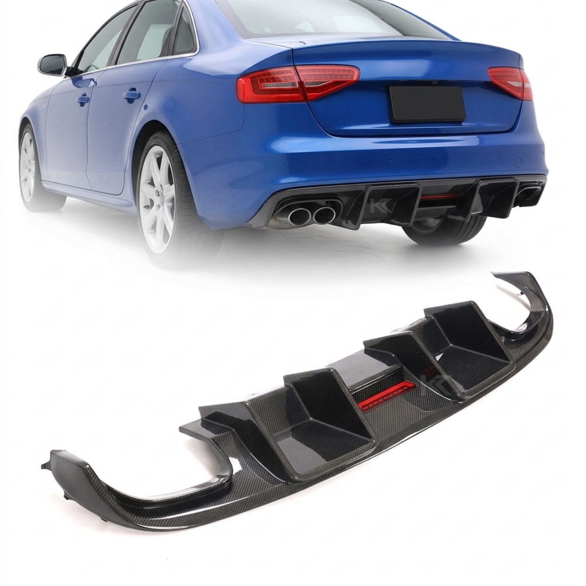 Audi A4 B8 S-Line / S4 Sedan Carbon Fiber Rear Bumper Lip With Brake Light 2008 - 2012