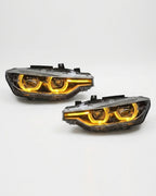 BMW 3 Series F30 LED Headlight Assembly with Triple-Color DRL (Amber / White / Yellow) & High / Low Beam 2012 - 2018