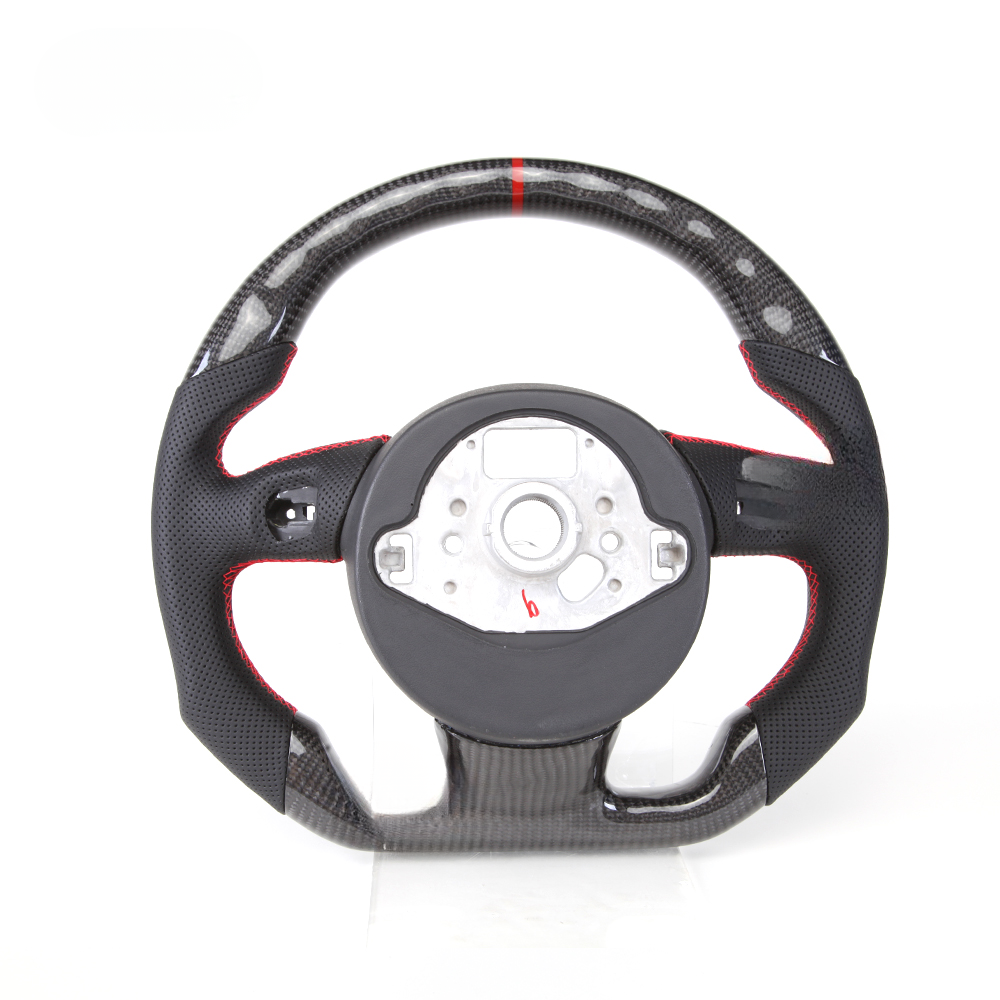 Flat-Bottom Real Carbon Fiber Steering Wheel for Audi A3 A4 A5 S3 S4 S5 RS3 RS4 RS5 RS6 RS7 SQ5 2012–2016