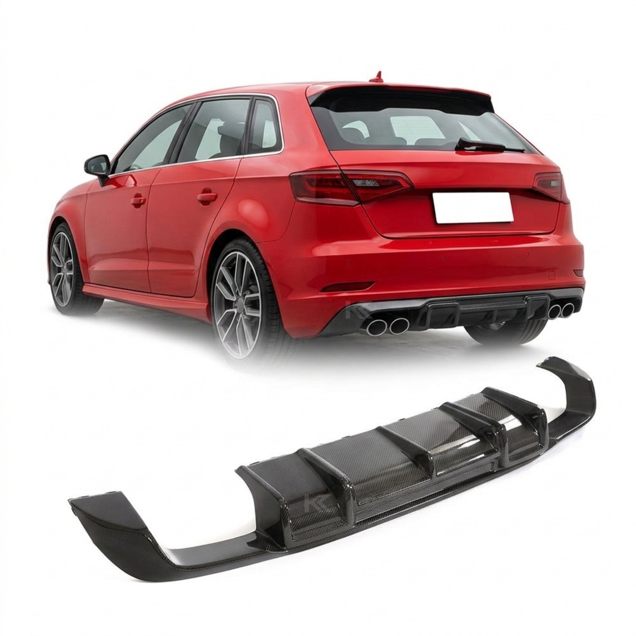 Carbon Fiber Rear Bumper Diffuser for Audi A3 / S3 / RS3 8V Sportback (2013–2016)