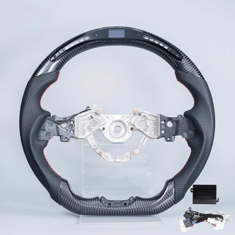 Real Carbon Fiber LED Steering Wheel for Nissan Z Fairlady 400Z RZ34 2023–2026 with Perforated Leather Grip