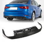Audi A3 8V S-Line Sedan Carbon Fiber Gloss Black Rear Bumper Diffuser Lip 2016
