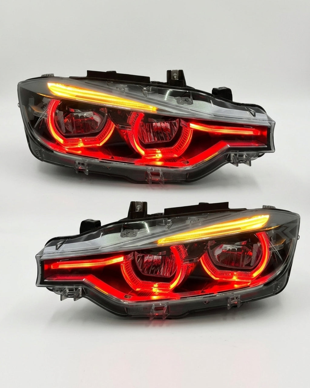 BMW 3 Series F30 / F31 / F35 V3 Silver Tri-Color LED Headlight Assembly (White / Yellow / Red DRL / LCI Style Look) 2012 - 2018 (Replaces 63117314531)