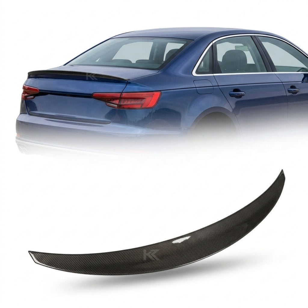 Audi A4 B9 Quattro S-Line / S4 Sedan Carbon Fiber M Design Rear Trunk Spoiler 2017 - 2023
