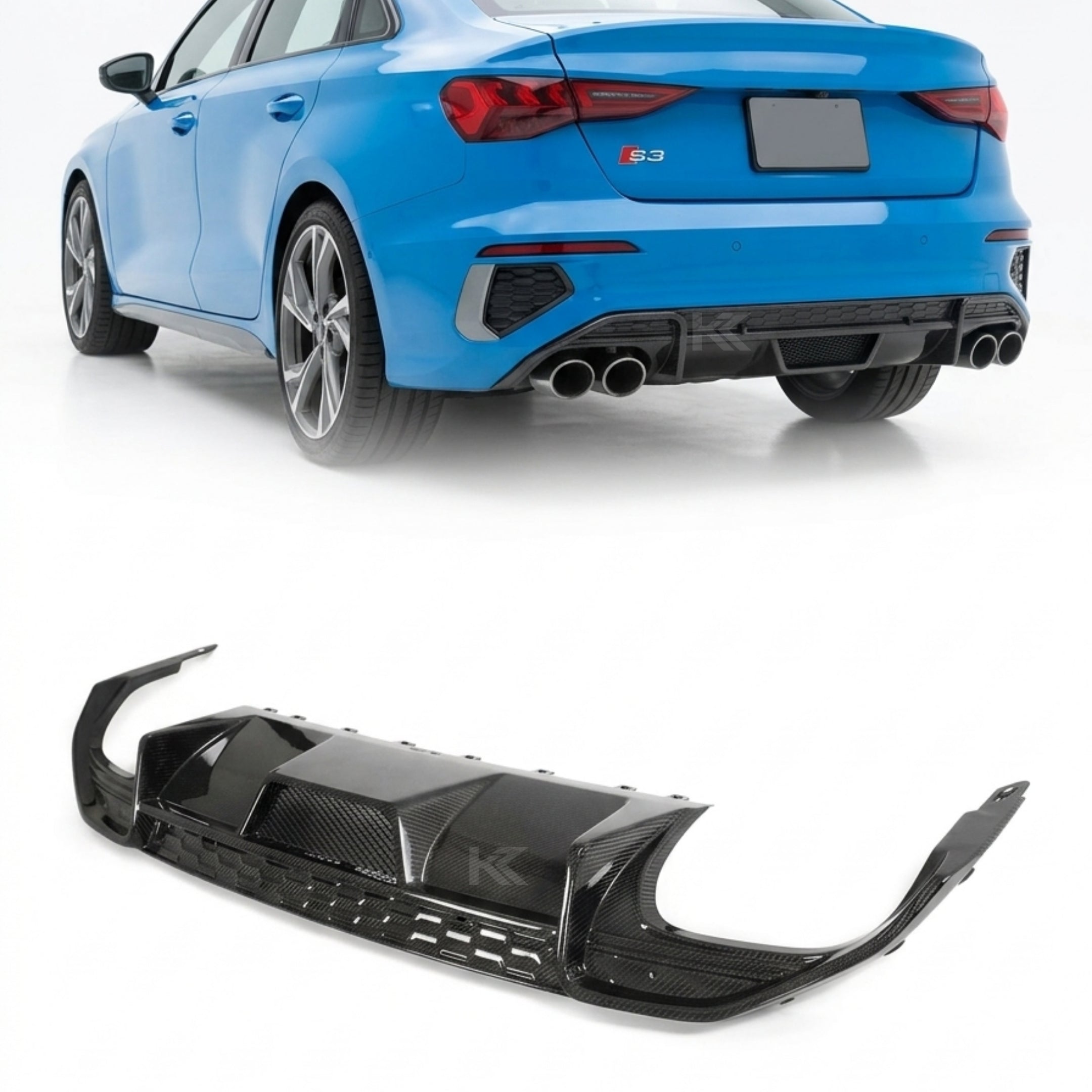 Audi S3 8Y / A3 S-Line Sedan Carbon Fiber Rear Bumper Diffuser 2021 - 2023