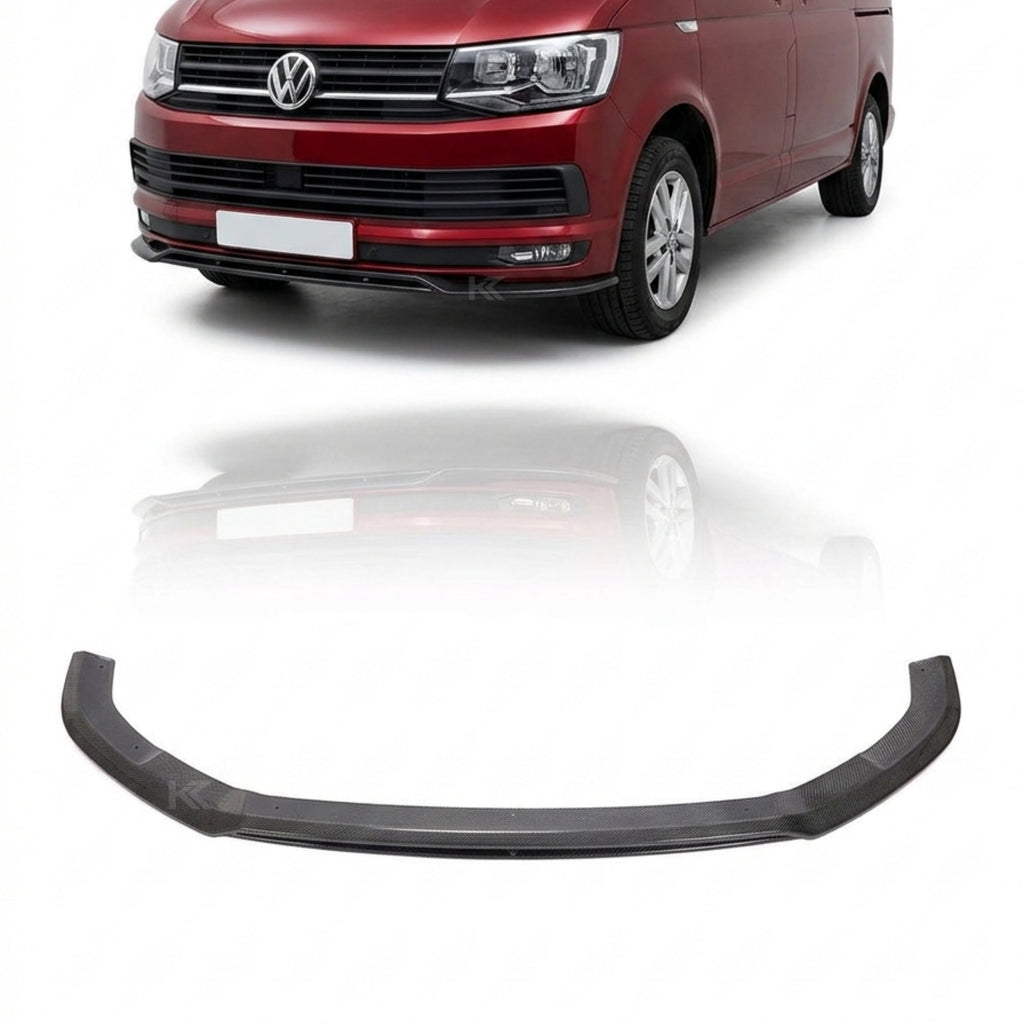 VW Transporter T6 Carbon Fiber Front Lip Extension – Gloss Black (2015–2020)
