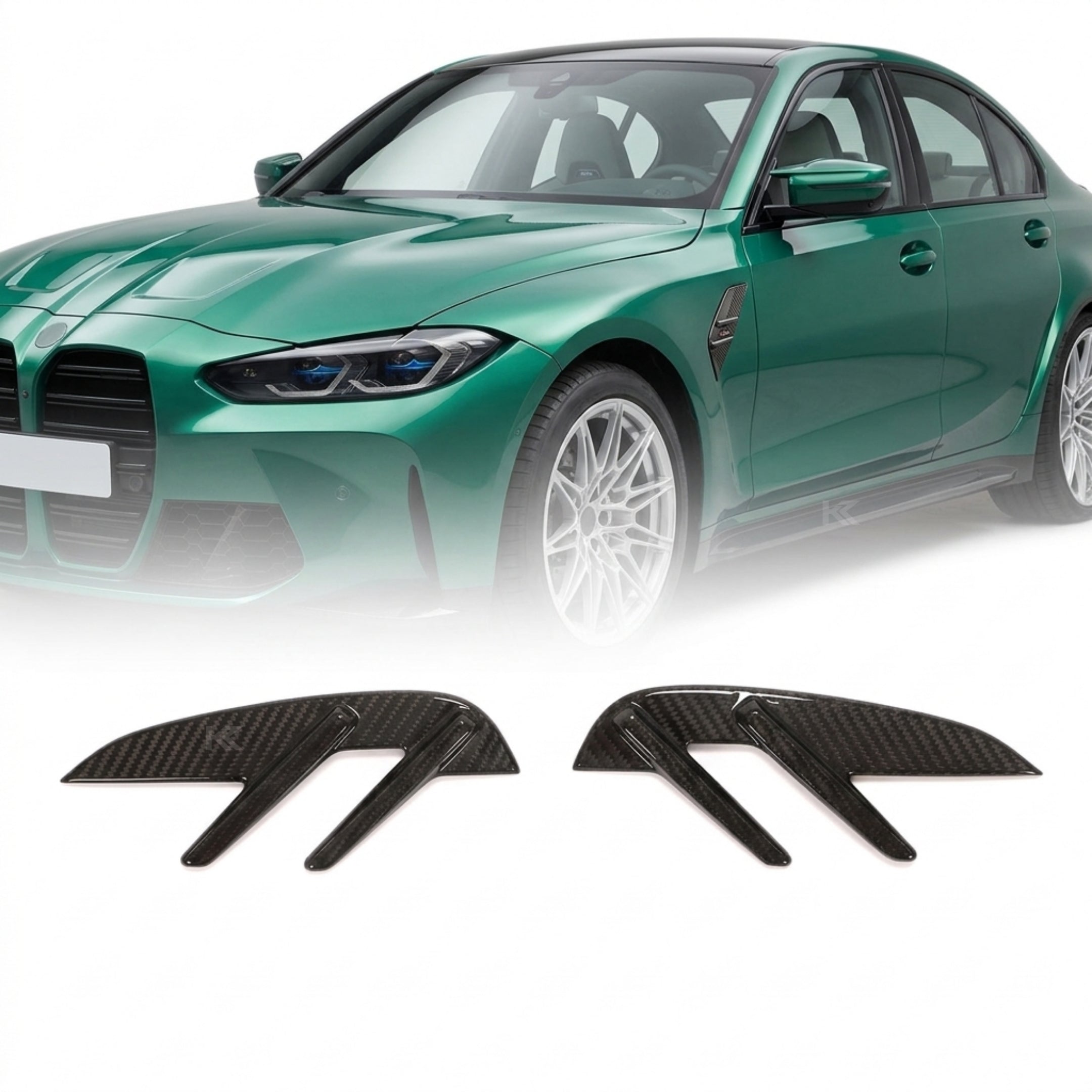Dry Carbon Fiber Front Fender Vent Trim Set – BMW G80 M3 Competition (2021+)