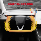 Heated Black Leather Yoke Steering Wheel for Tesla Model Y 2025+ Juniper
