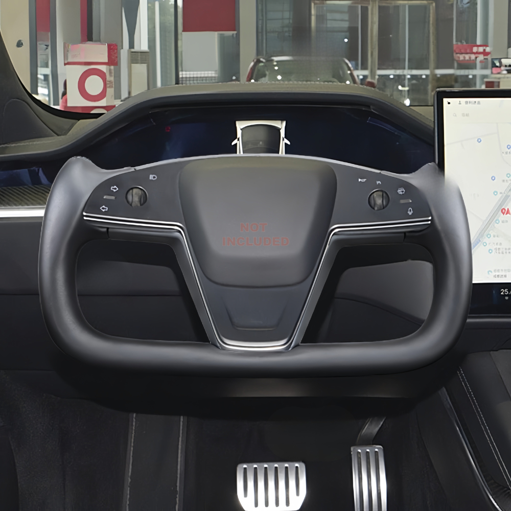 Heated Leather Yoke Steering Wheel for Tesla Model S / Model X 2021-2025