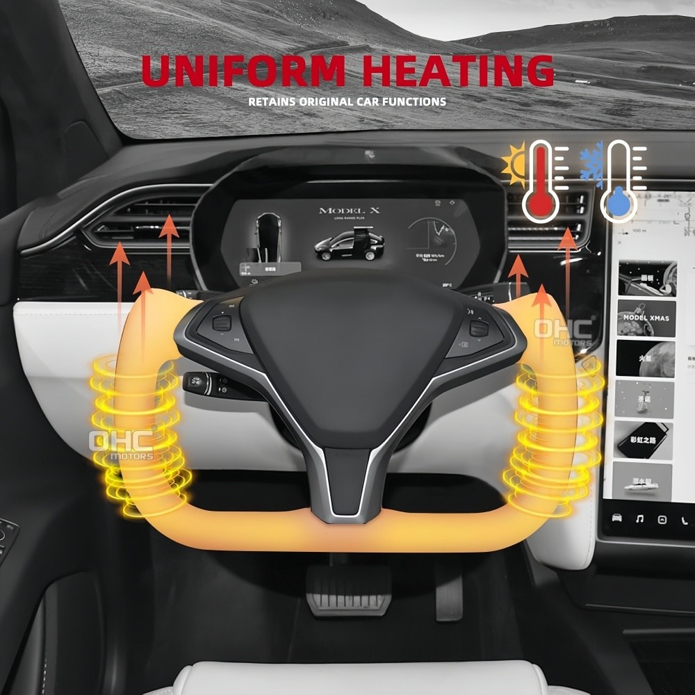 Heated Leather Yoke Steering Wheel for Tesla Model S / Model X 2014-2020