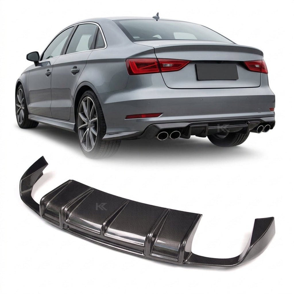 Audi S3 8V Sedan Carbon Fiber RS Style Rear Bumper Diffuser 2015 - 2016