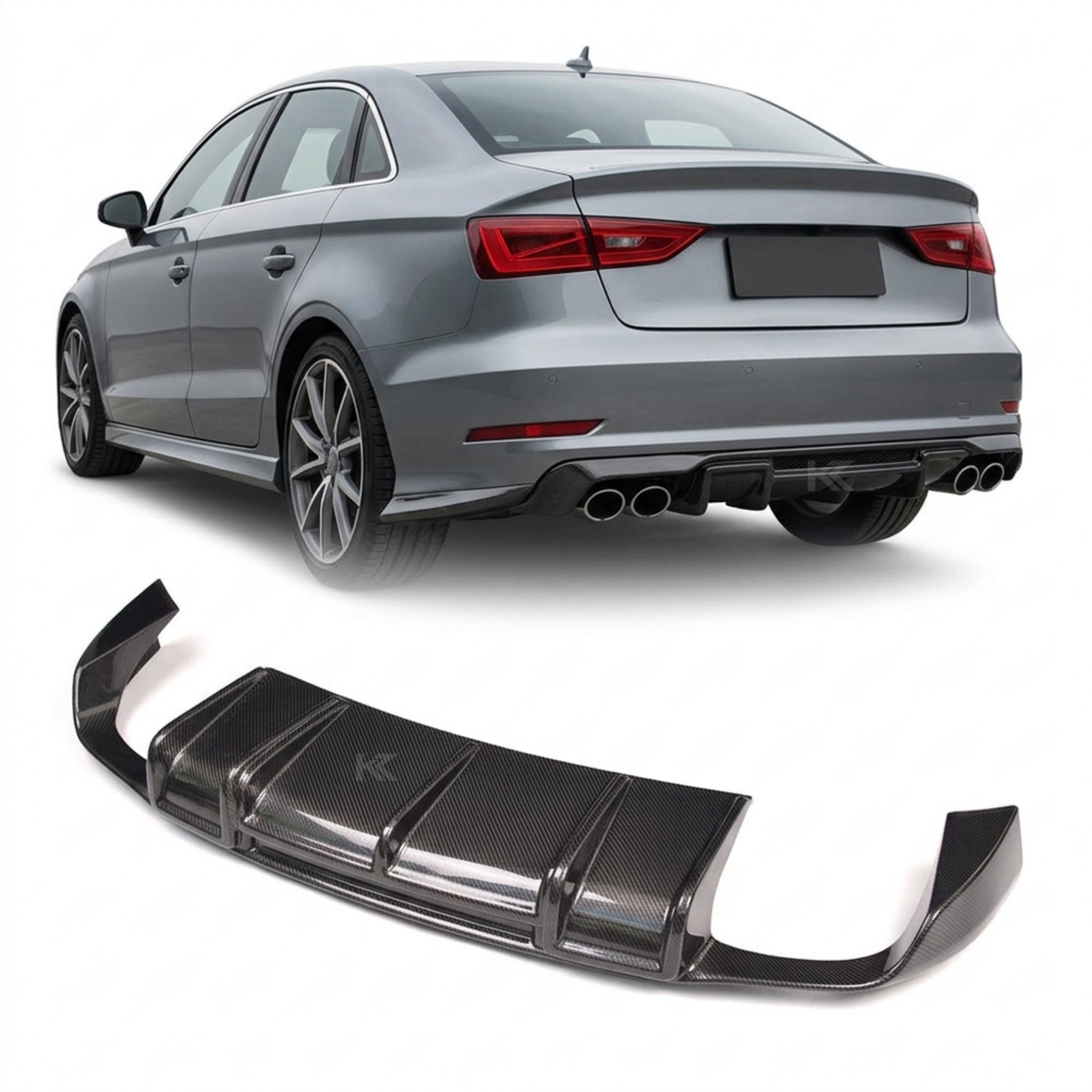 Audi S3 8V Sedan Carbon Fiber RS Style Rear Bumper Diffuser 2015 - 2016
