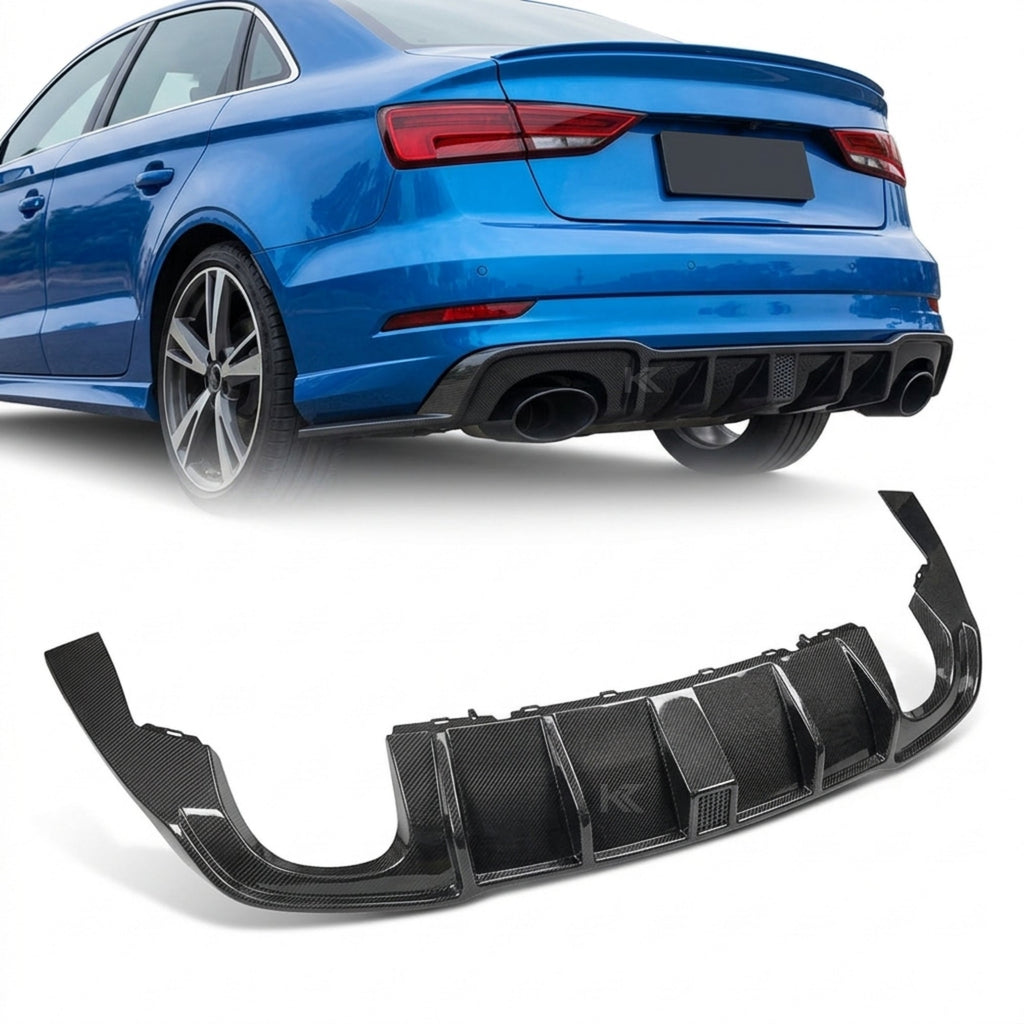 Audi RS3 8V Sedan Carbon Fiber Rear Bumper Diffuser Lip 2017 - 2019