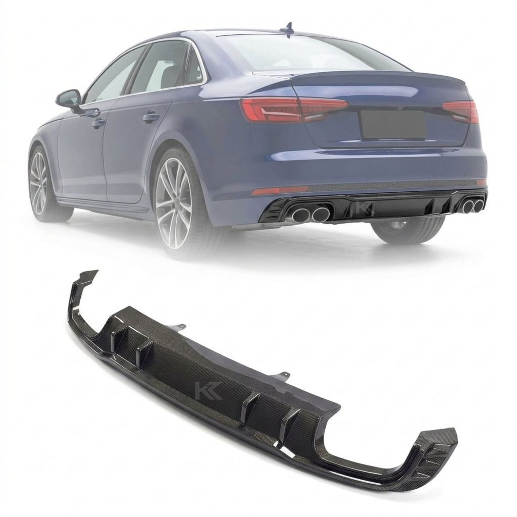 Audi A4 B9 S-Line / S4 B9 Sedan Carbon Fiber Sport Rear Bumper Lip 2017 - 2019