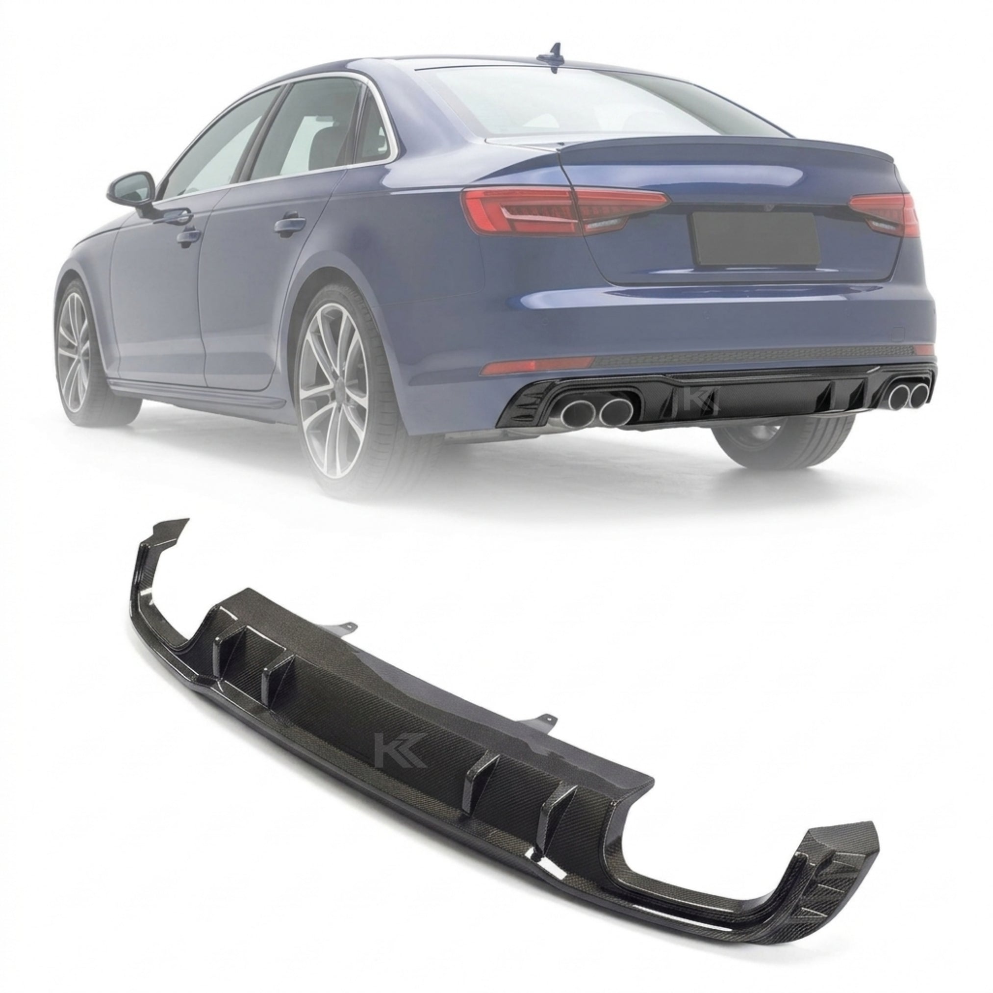 Audi A4 B9 S-Line / S4 B9 Sedan Carbon Fiber Sport Rear Bumper Lip 2017 - 2019
