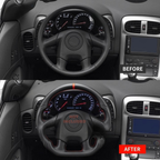 Hand-Stitched Leather Steering Wheel for Corvette C6 2005 (D-Shaped)