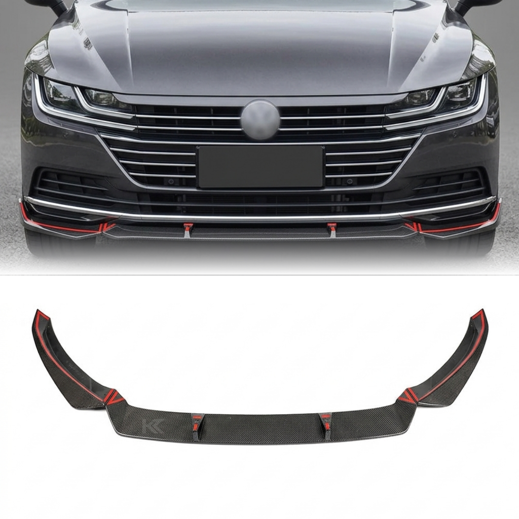 VW Arteon Carbon Fiber Front Lip Splitter – Gloss Black (2017–2021)