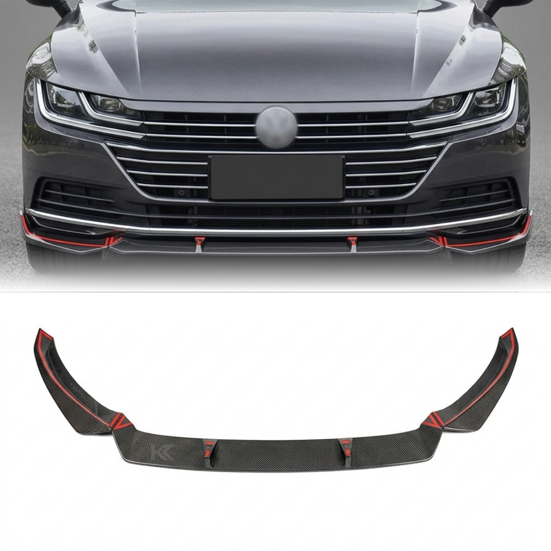 VW Arteon Carbon Fiber Front Lip Splitter – Gloss Black (2017–2021)