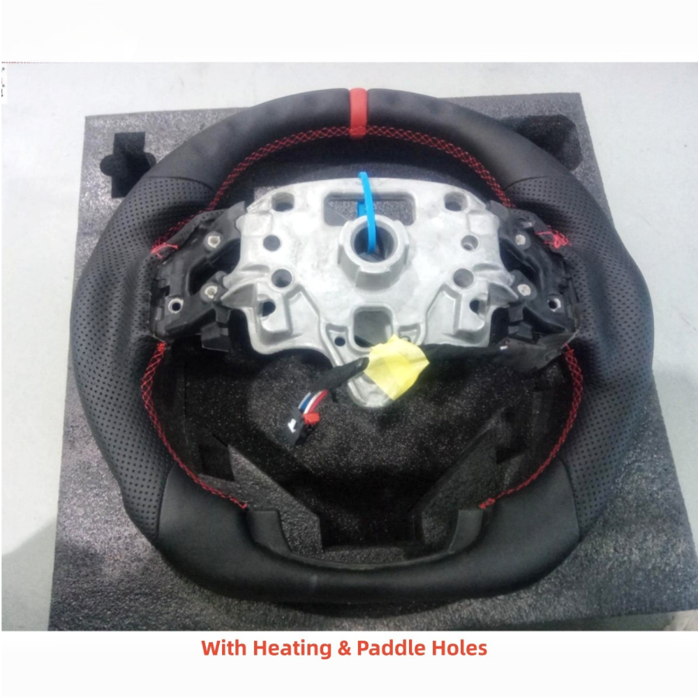 Full Leather Steering Wheel for GMC Sierra 1500 AT4, Denali, 2500HD & 3500HD 2019–2025 with Paddle Shifter Cutouts