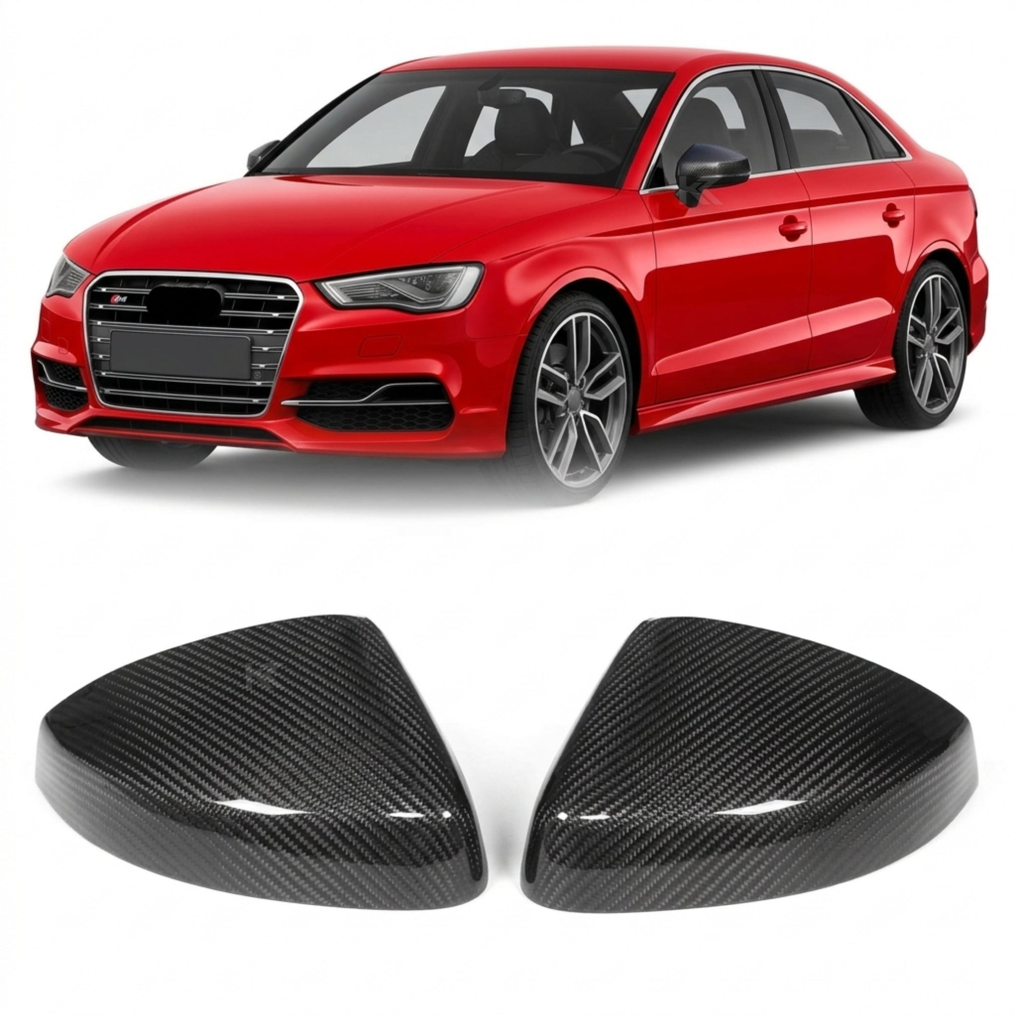 Audi A3 8V / S3 / RS3 Carbon Fibre Side Wing Mirror Covers Without Side Assist 2016