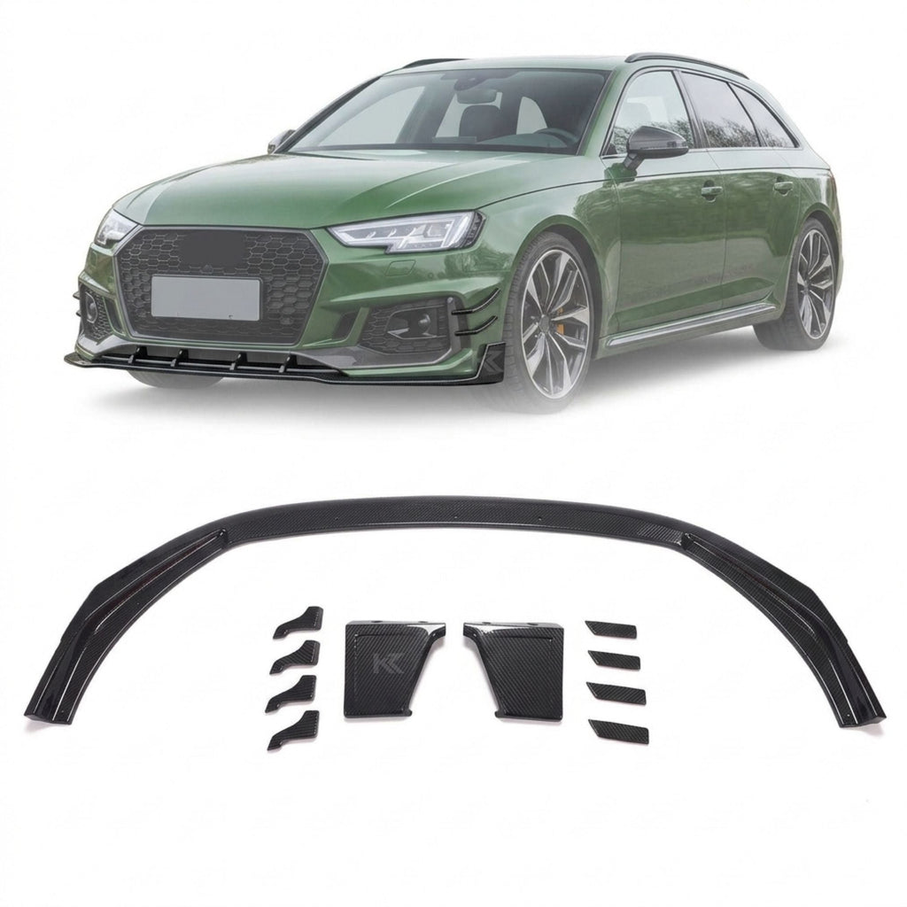 Audi RS4 B9 Front Lip – Prepreg Dry Carbon Fiber Center Splitter (2019)