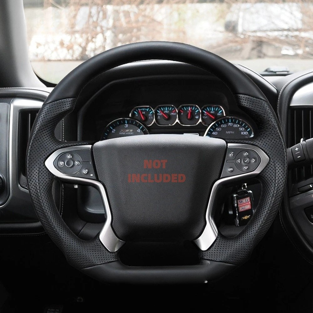 Full Leather, Hydro-Dip or Real Carbon Fiber Steering Wheel for Chevy Silverado 1500, Tahoe & Suburban 2014–2018
