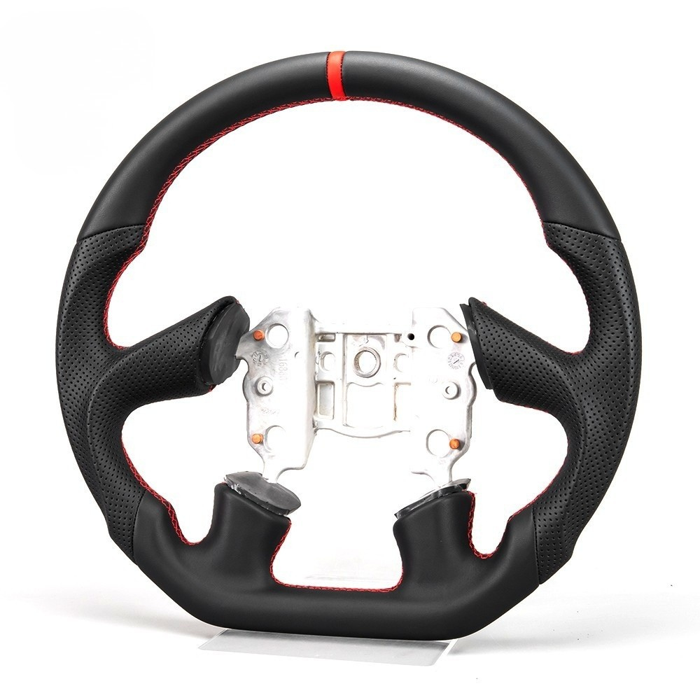 Full Leather Steering Wheel for Chevrolet Corvette C6 2005 4-Spoke with Red/Black Center Line (Non-Heated)