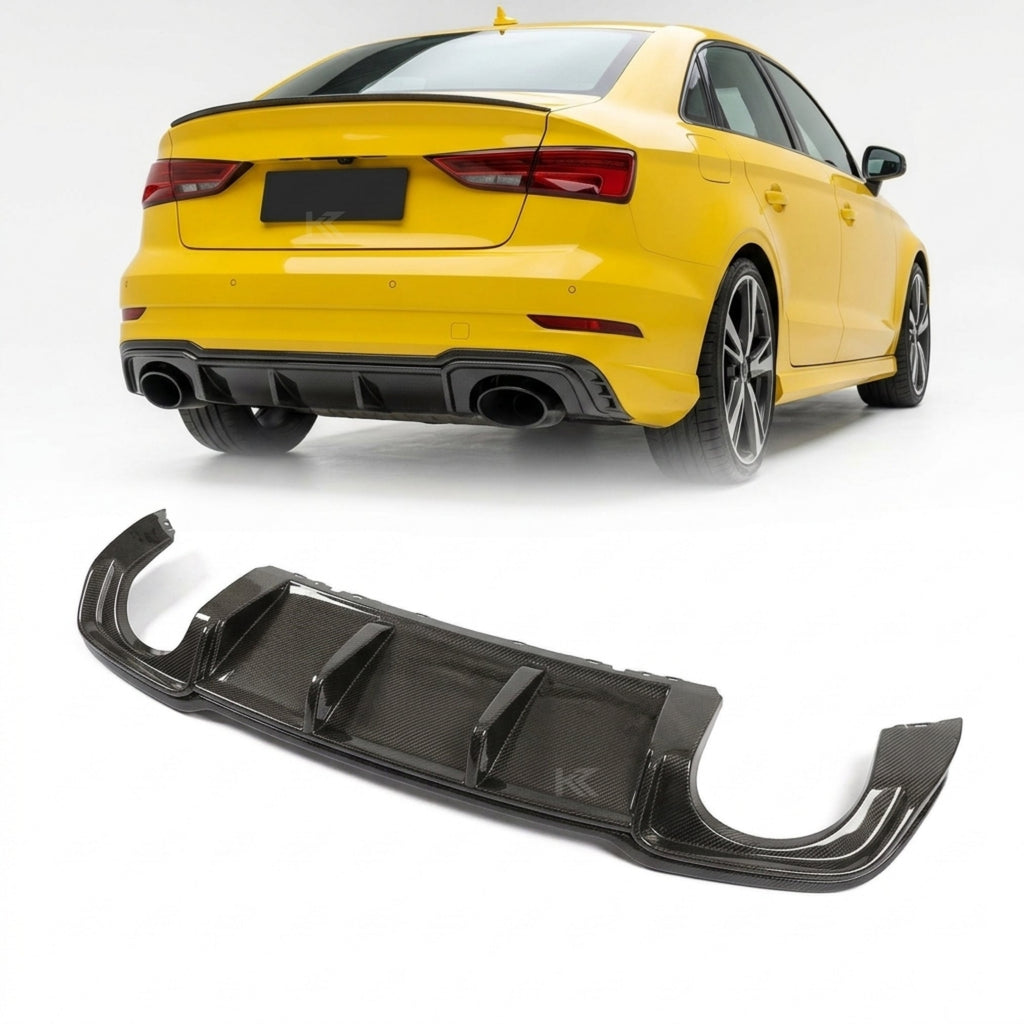 Audi RS3 8V Sedan Carbon Fiber Rear Bumper Diffuser Lip 2017 - 2019