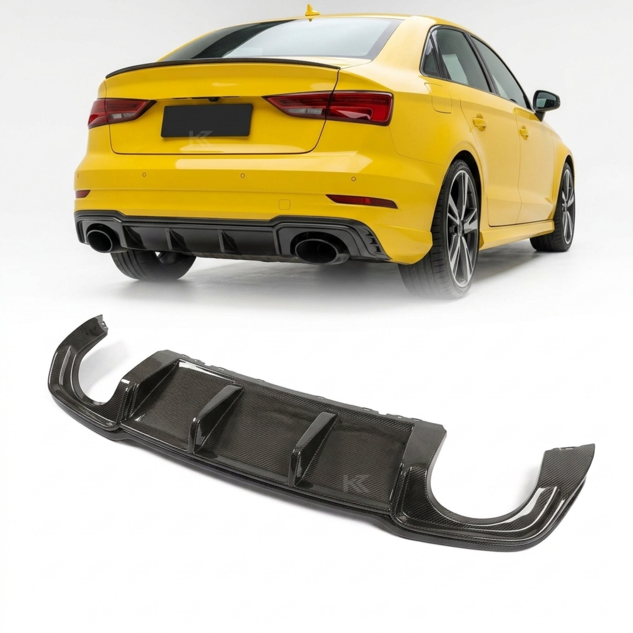 Audi RS3 8V Sedan Carbon Fiber Rear Bumper Diffuser Lip 2017 - 2019