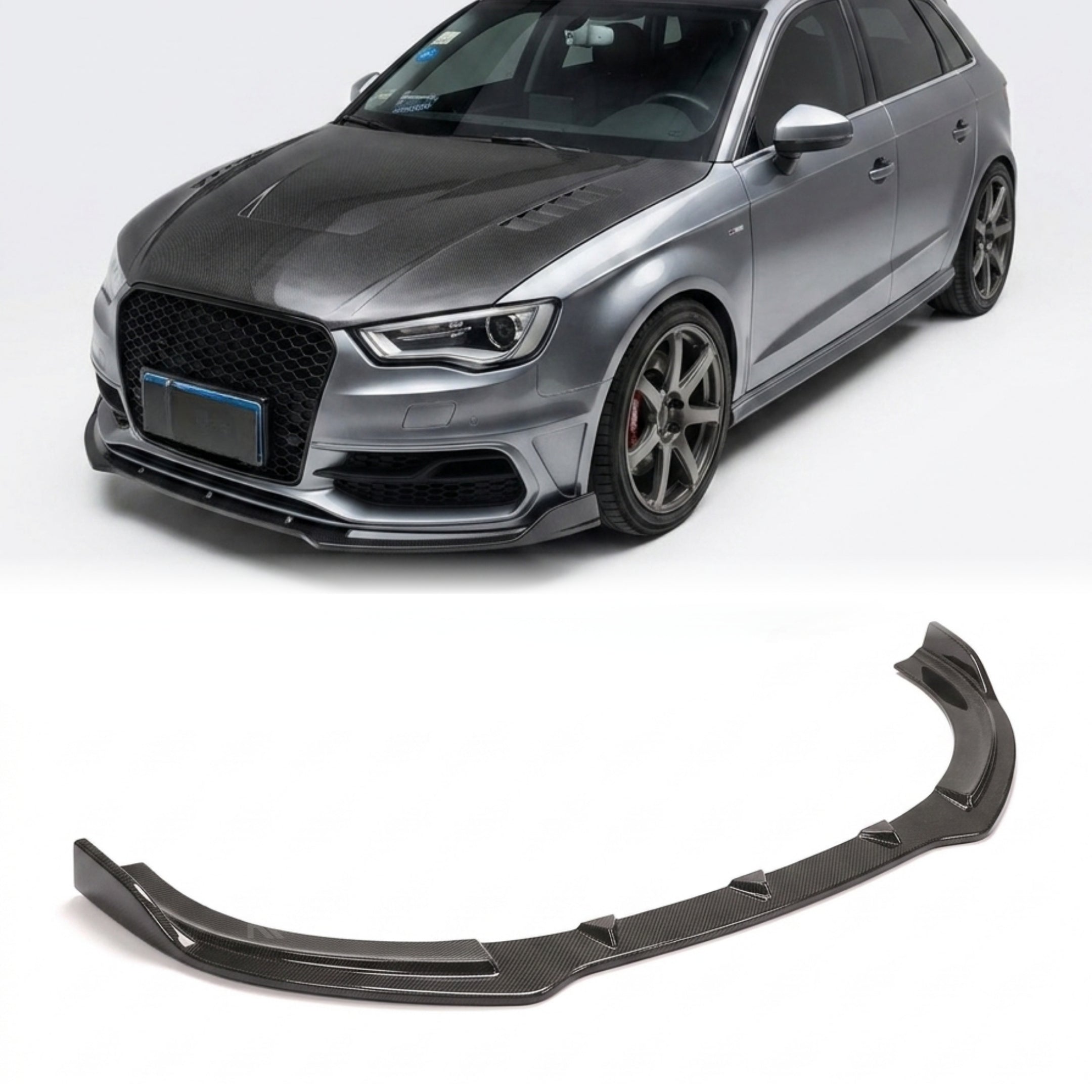 Carbon Fiber Front Bumper Lip for Audi A3 S-Line 8V Hatch 2014-2016