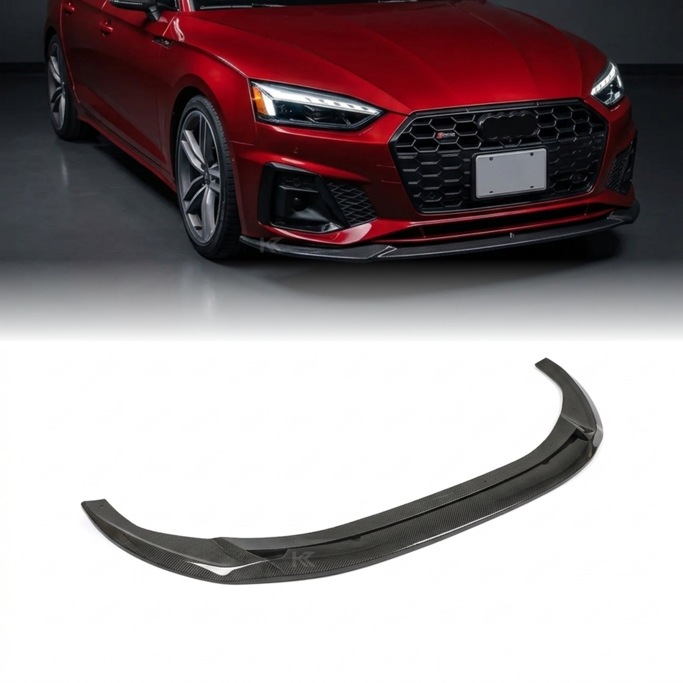 Audi A5 S-Line / S5 B9.5 Carbon Fiber Front Lip – Gloss Black Splitter (2020–2022)