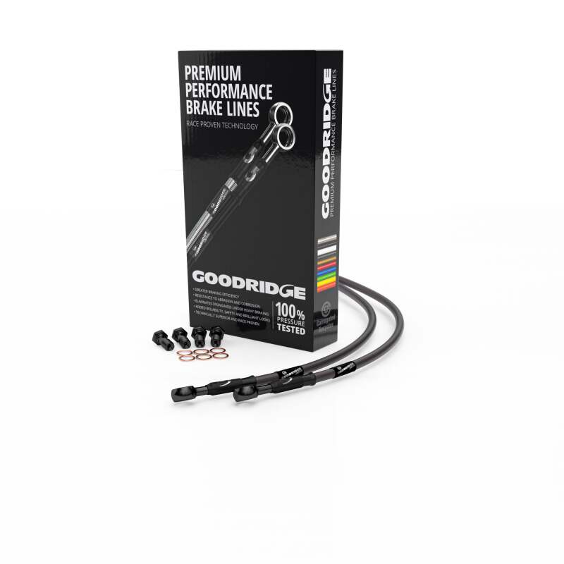 Goodridge 85-04 Yamaha V-MAX 1200 Carbon Front SS Brake Lines w/Black Fittings