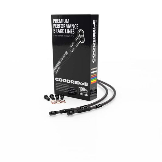 Goodridge 1999 Triumph T955i Carbon Rear SS Brake Lines w/Black Fittings