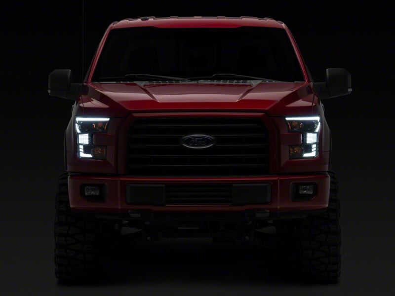Raxiom 15-17 Ford F-150 XR Series LED Projector Headlights with DRL- Black Housing- Clear Lens
