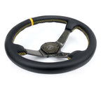 NRG Carbon Fiber Steering Wheel (350mm) Leather Trim w/Gold Stitching/Center Mark