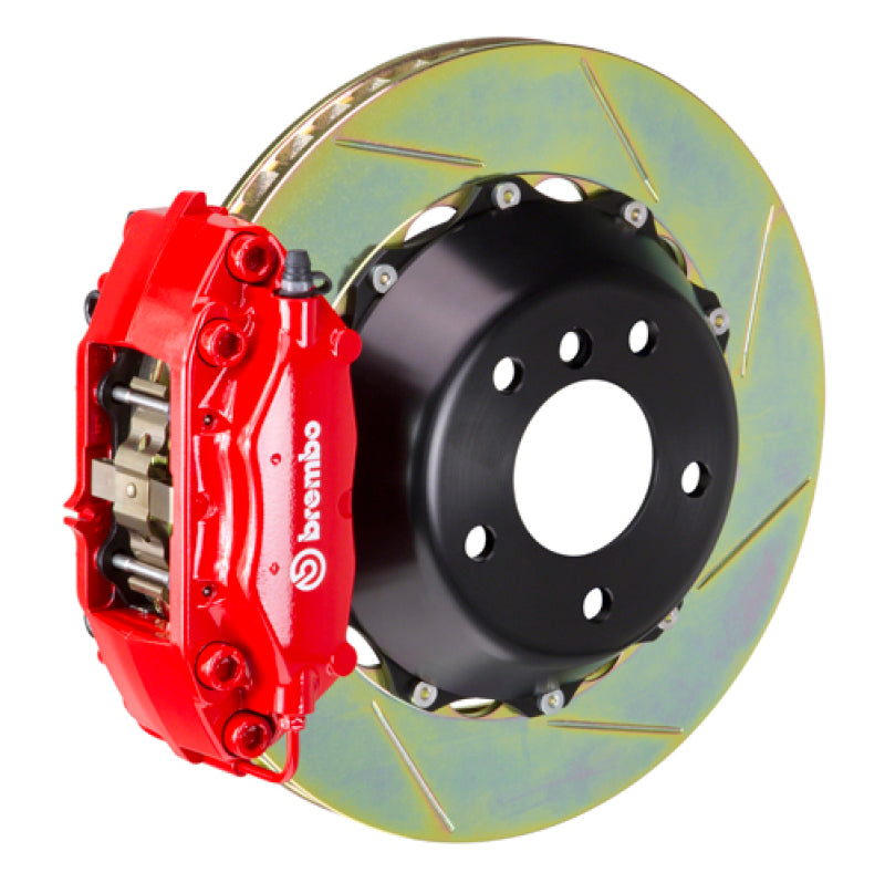 Brembo 08-14 C63 (Excl. Black Series) Rear GT BBK 4 Piston Cast 345x28 2pc Rotor Slotted Type1-Red