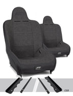 PRP Premier High Back Suspension Seats Kit for 95-01 Jeep Cherokee XJ (Pair) - Gray